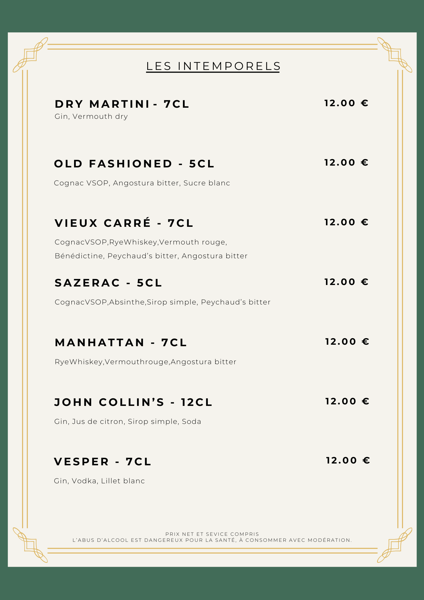 Découvrez les cocktails intemporel du Bar Louise